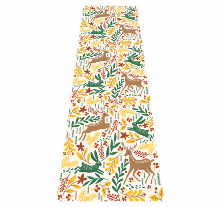 Vinyl tapijt slaapkamer grijs hert patroon en gele bloemen - TenStickers