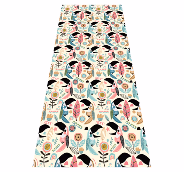 Vinyl tapijt slaapkamer blauwe nordic pastel bladeren - TenStickers
