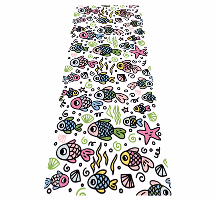 Vinyl tapijt slaapkamer met multicolor vissenpatroon - TenStickers