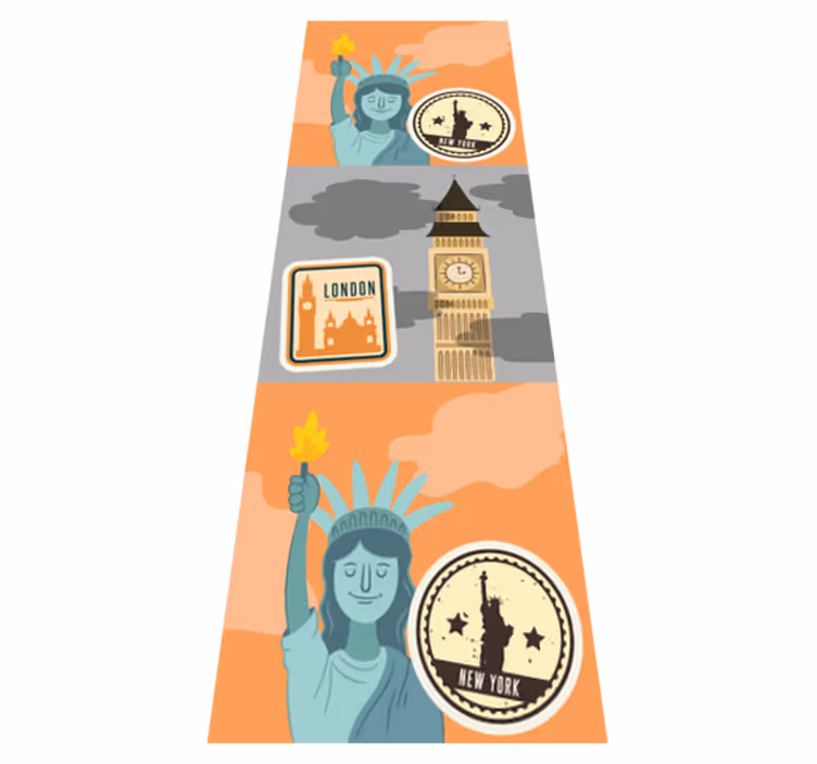 Vinyl tapijt slaapkamer nyc en londen collage - TenStickers