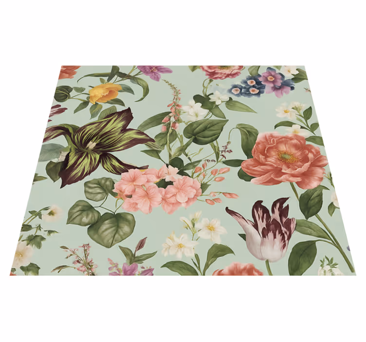 Vinyl tapijt slaapkamer kleurrijke lente bloemen - TenStickers