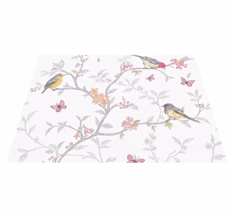 Vinyl tapijt slaapkamer vogels op takken - TenStickers