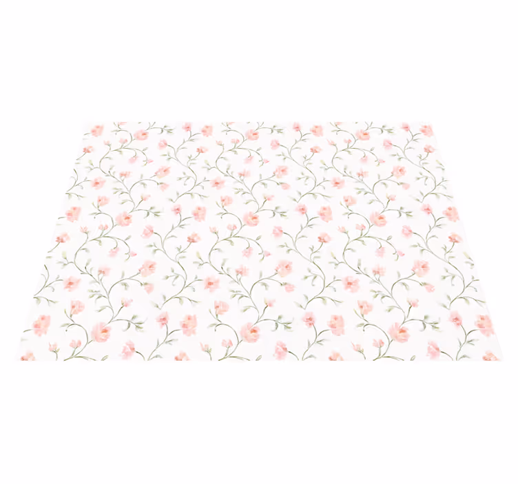 Vinyl tapijt slaapkamer botanische roze bloem - TenStickers