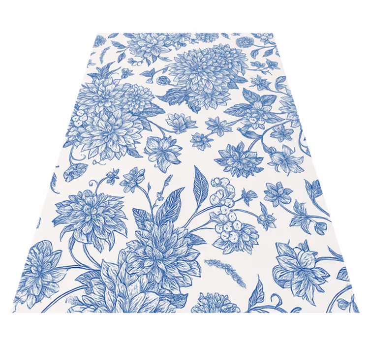 Vinyl tapijt slaapkamer blauwe dahlia bloemendessin - TenStickers
