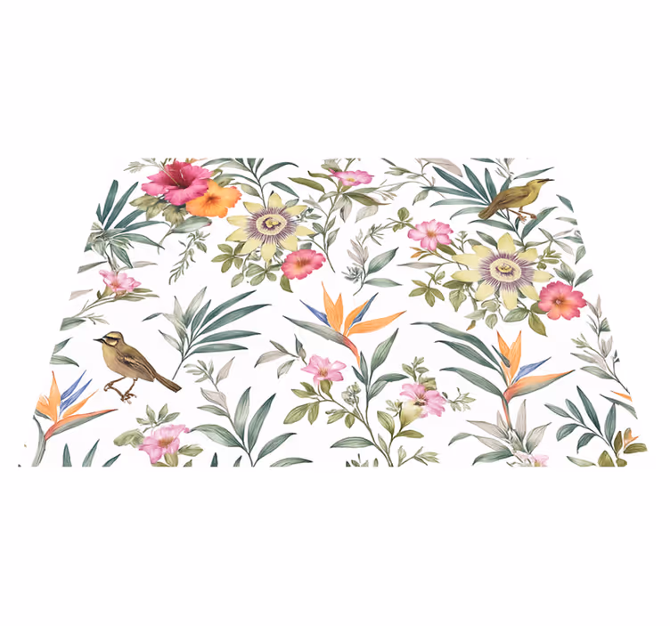 Vinyl tapijt slaapkamer blauw bloemenpatroon - TenStickers