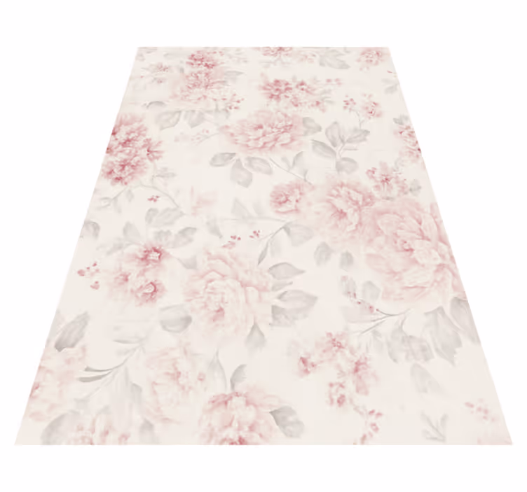 Vinyl tapijt slaapkamer vintage roze bloemenpatroon - TenStickers
