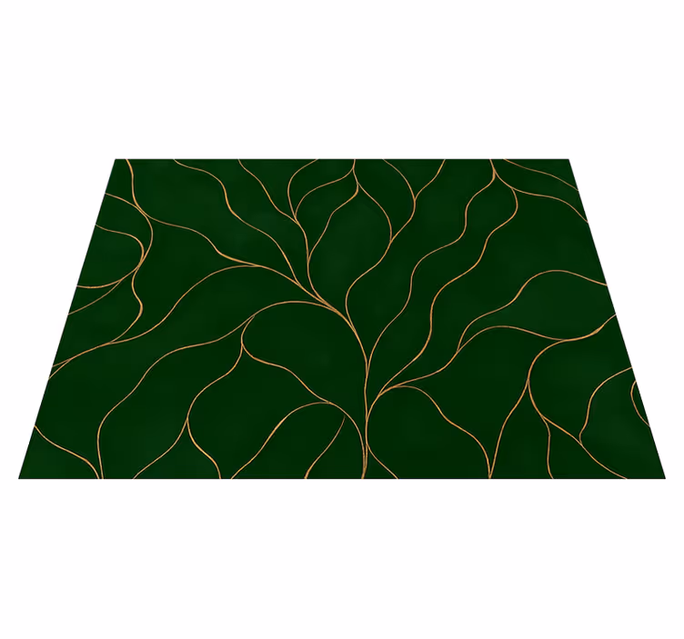 Vinyl tapijt slaapkamer groene en gouden marmerstructuur - TenStickers