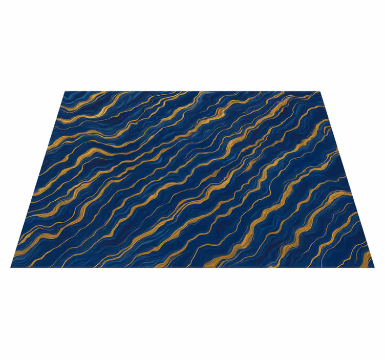 Vinyl tapijt slaapkamer blauwe en gouden marmer effect - TenStickers