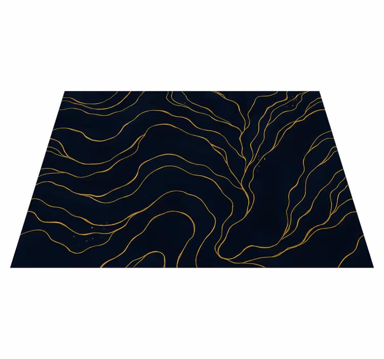 Vinyl tapijt slaapkamer donkerblauw en goud marmer - TenStickers