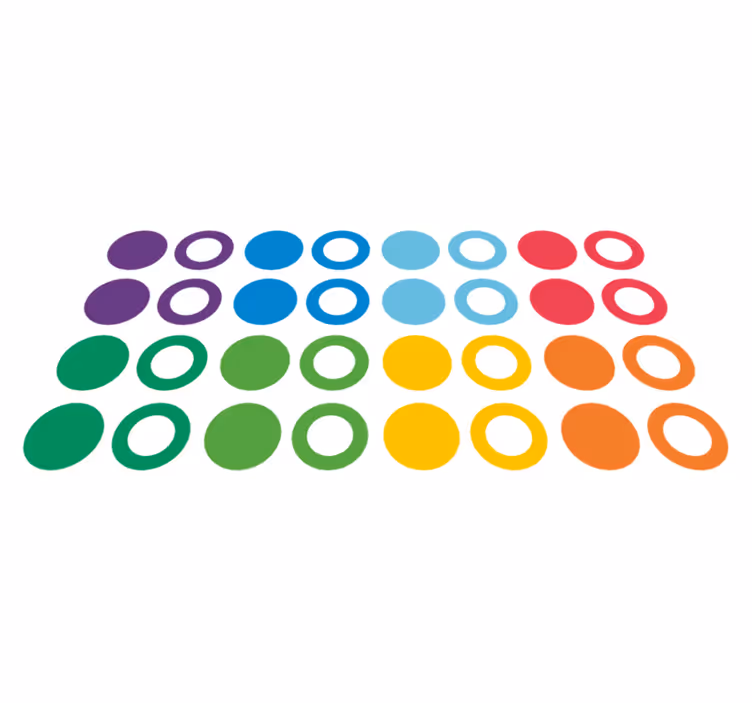 Vinyl tapijt geometrisch regenboogkleuren cirkels - TenStickers