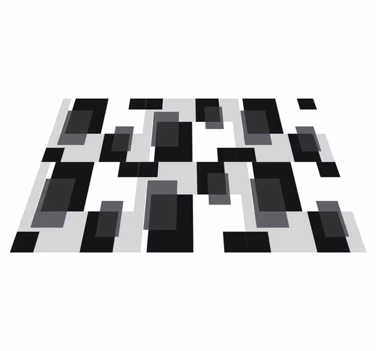 Vinyl tapijt geometrisch zwart-witte kleurblokken - TenStickers