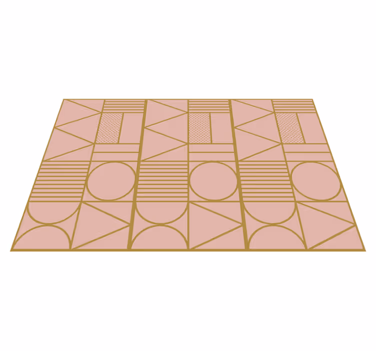 Vinyl tapijt geometrisch blok in goud en roze - TenStickers