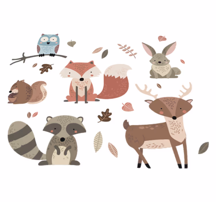 Vinyl tapijt kind herfst dieren stickers - TenStickers
