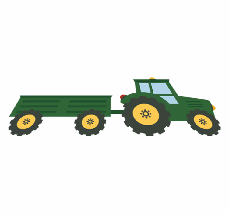 Vinyl tapijt kind groene tractor en wagon - TenStickers