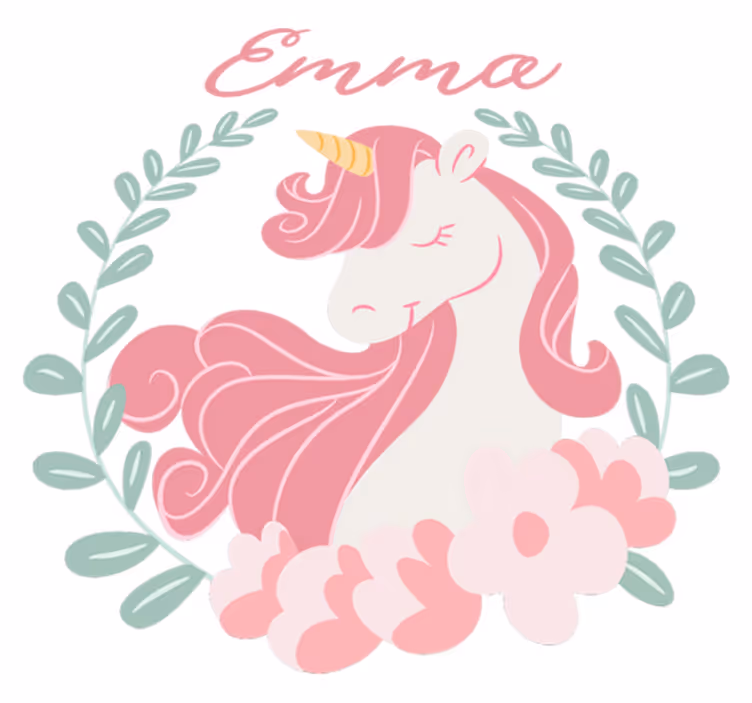 Vinyl tapijt kind prinses eenhoorn met naam - TenStickers
