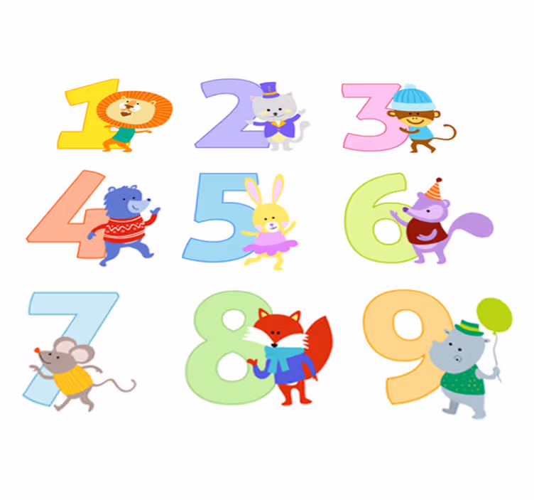 Vinyl tapijt kind sticker collectie kinder cijfers - TenStickers