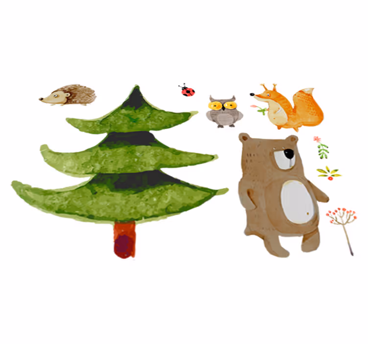 Vinyl tapijt kind wilde bosdieren - TenStickers