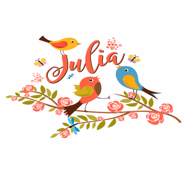 Vinyl tapijt kind lentevogels met naam - TenStickers