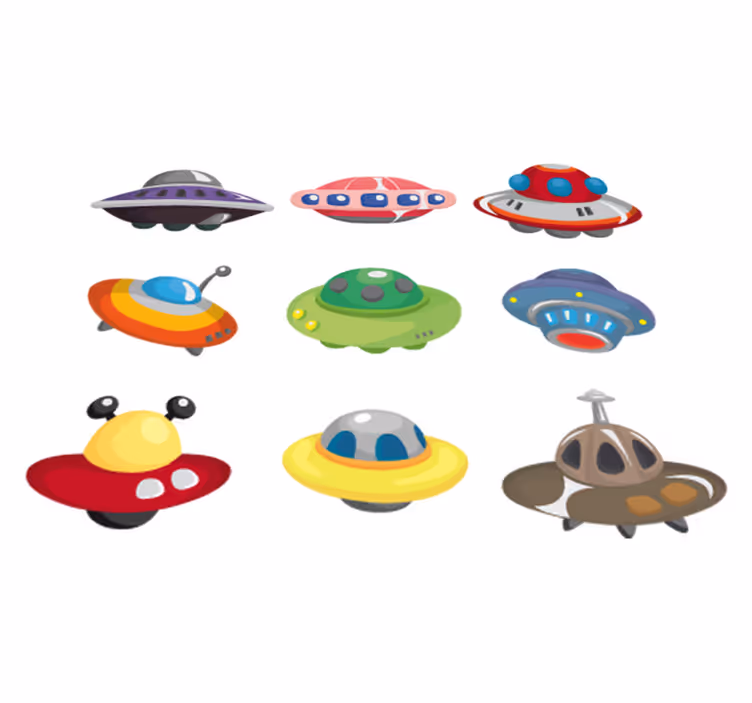 Vinyl tapijt kind sticker collectie ufo's - TenStickers