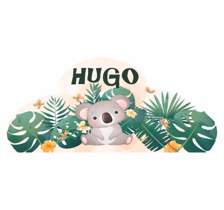 Vinyl tapijt kind schattige koala met naam - TenStickers