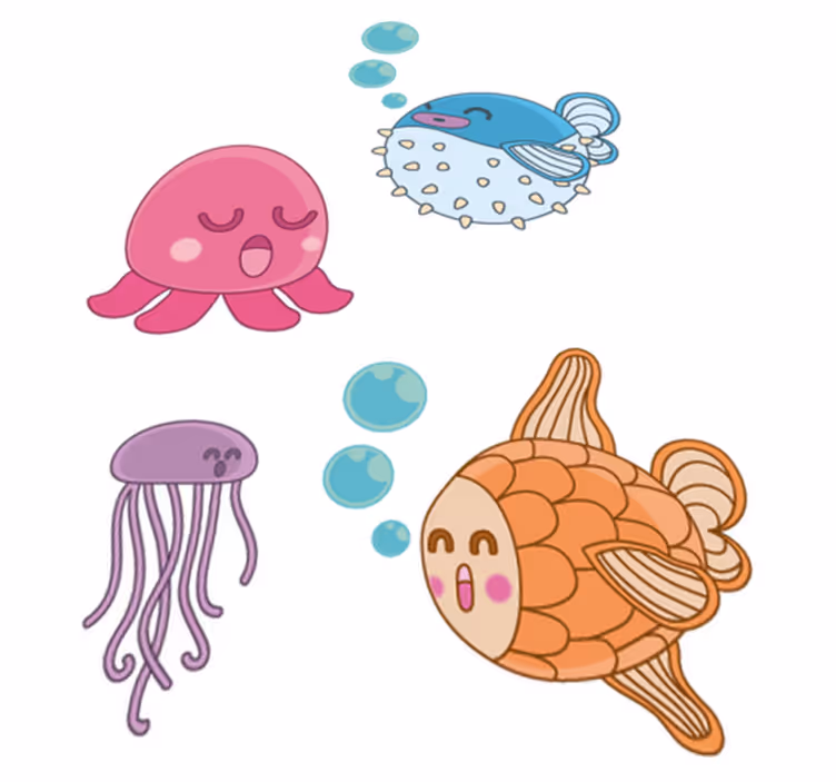 Vinyl tapijt kind sticker illustratie vissen - TenStickers