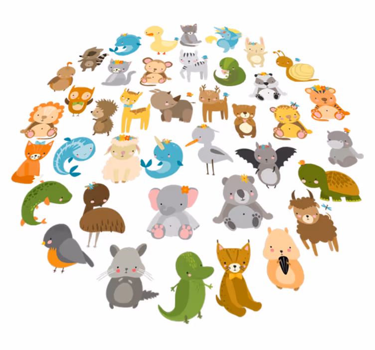 Vinyl tapijt kind mijn dieren uit de zoo - TenStickers