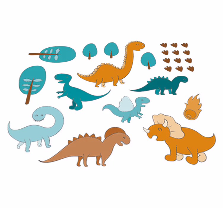 Vinyl tapijt kind dinosaurussen landschap - TenStickers