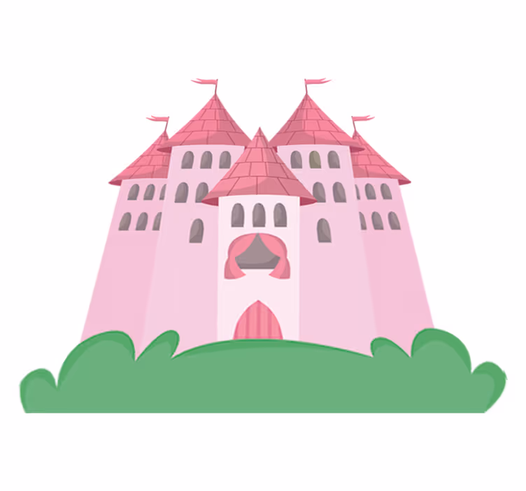 Vinyl tapijt kind kasteel in het roze - TenStickers