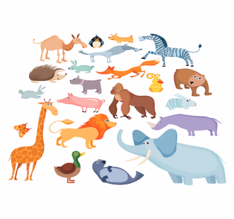 Vinyl tapijt kind wilde dieren sticker - TenStickers