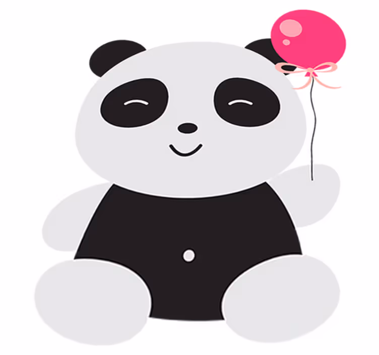 Vinyl tapijt kind panda beer met roze ballon - TenStickers