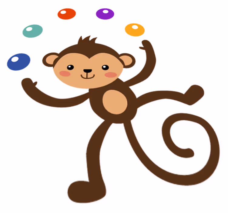 Vinyl tapijt kind juggler aap - TenStickers