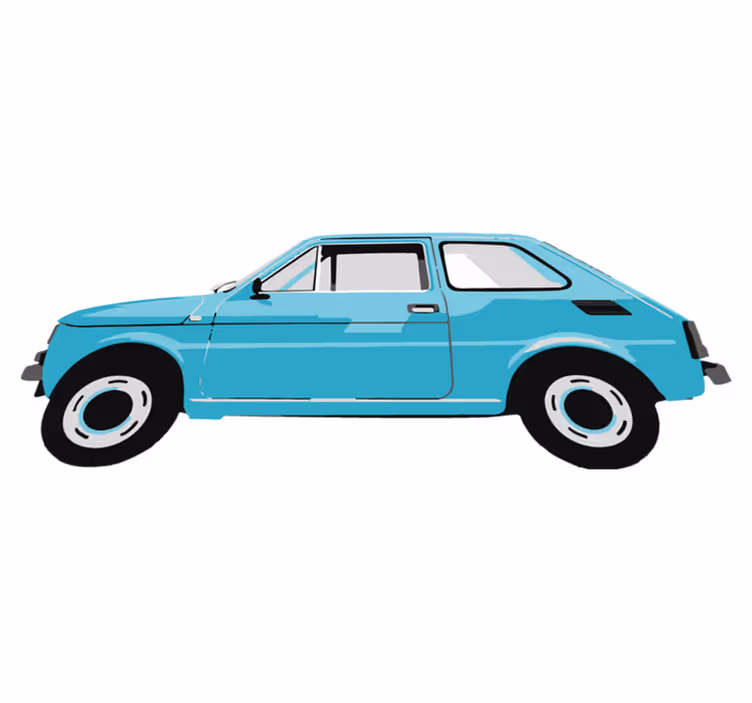 Vinyl tapijt kind blauwe vintage auto - TenStickers