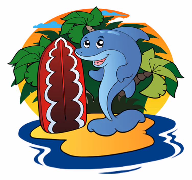 Vinyl tapijt kind surfdolfijn - TenStickers