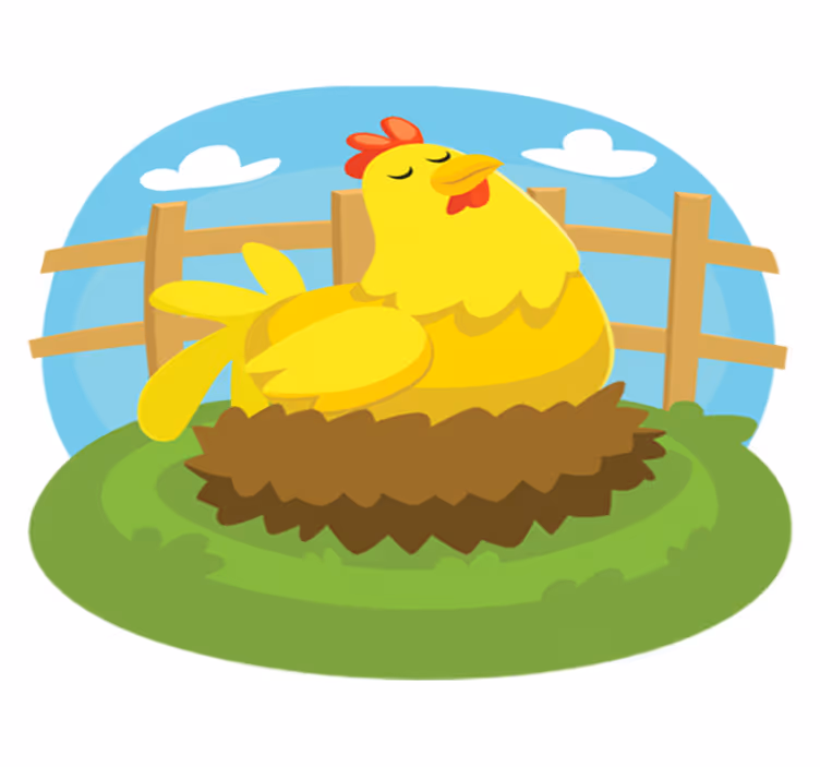 Vinyl tapijt kind laying hen - TenStickers