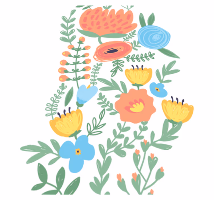 Vinyl tapijt kind met bloemenstickers voor deur - TenStickers