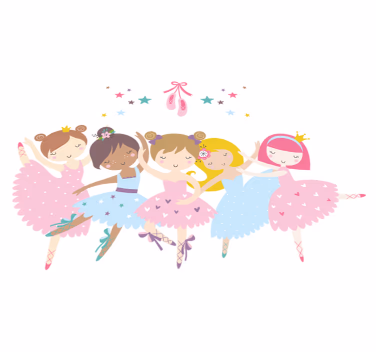 Vinyl tapijt kind balletsterren kleurrijke illustratie - TenStickers