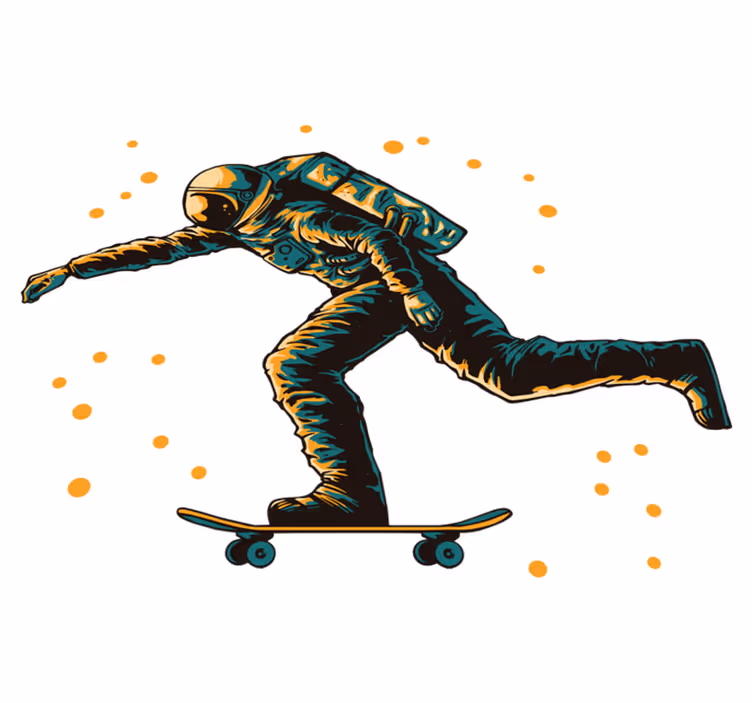 Vinyl tapijt kind astronaut skateboardend - TenStickers