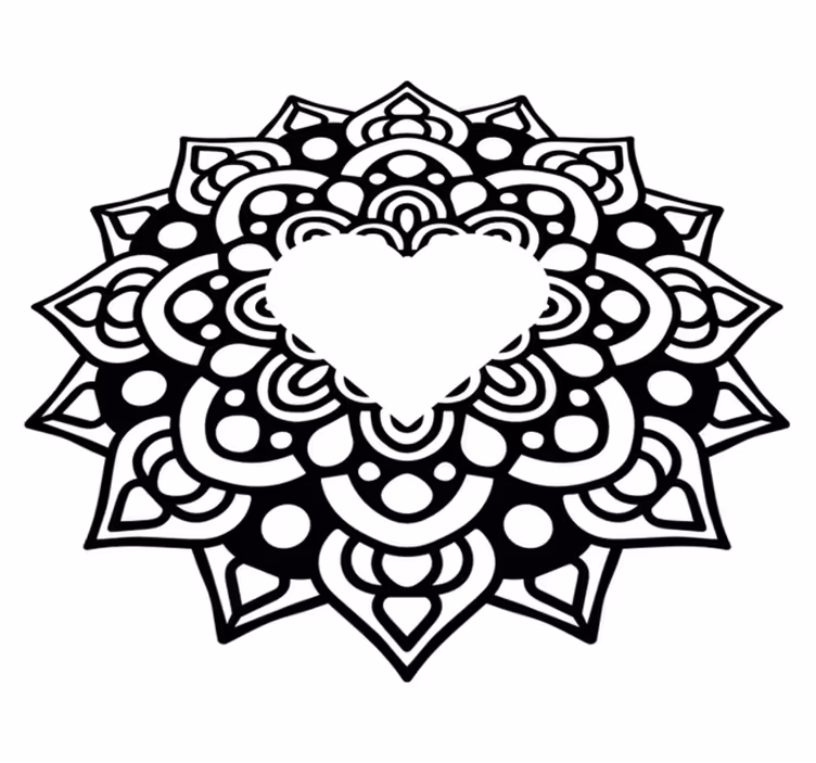 Vinyl tapijt slaapkamer mandala met hartvormige rand - TenStickers