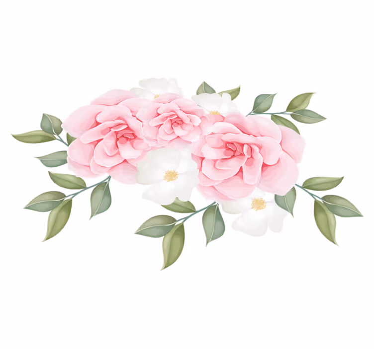 Vinyl tapijt slaapkamer elegante bloemen in roze - TenStickers