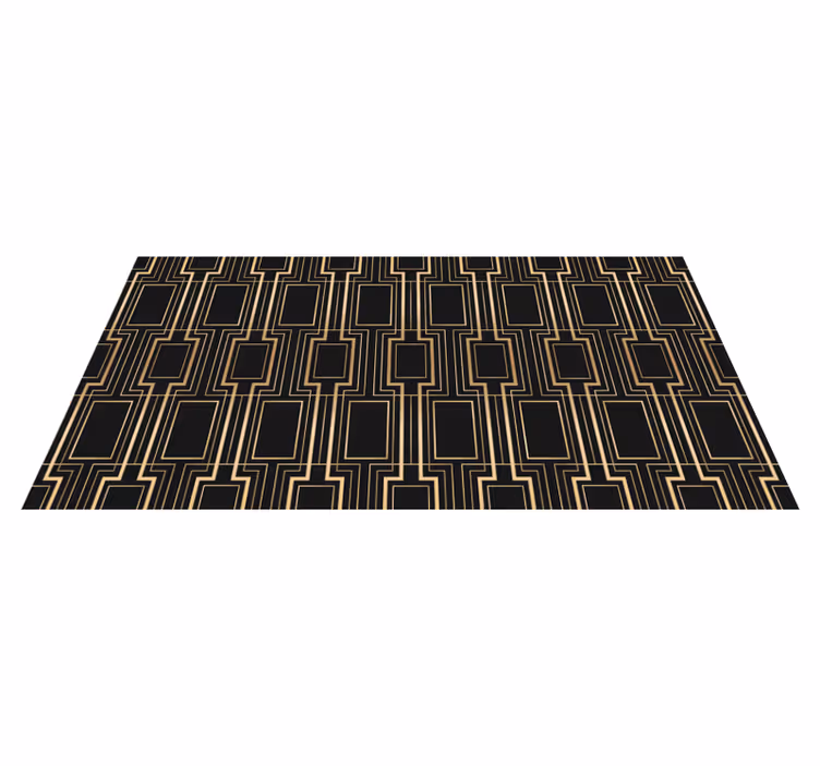 Vinyl tapijt slaapkamer goud en zwart deco patroon - TenStickers