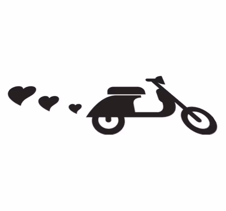 Vinyl tapijt slaapkamer motorfiets en harten - TenStickers