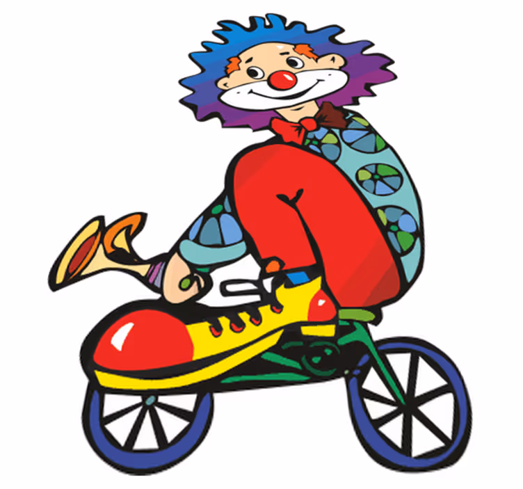 Vinyl tapijt kind clown op de fiets - TenStickers