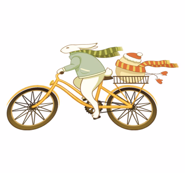 Vinyl tapijt kind paashaas op fiets - TenStickers