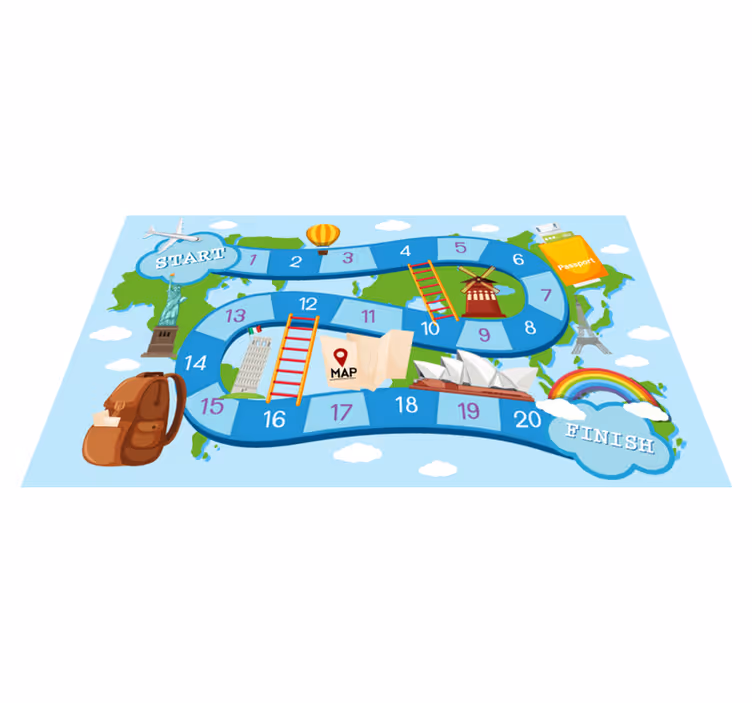 Vinyl tapijt spel rond de wereld - TenStickers
