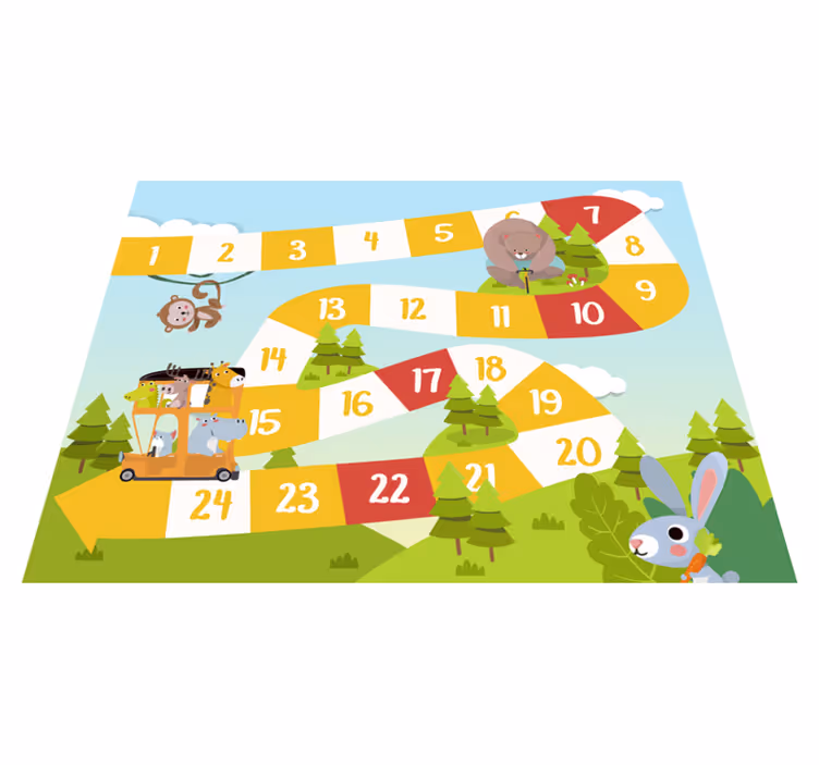 Vinyl tapijt spel cartoon dieren bordspel - TenStickers