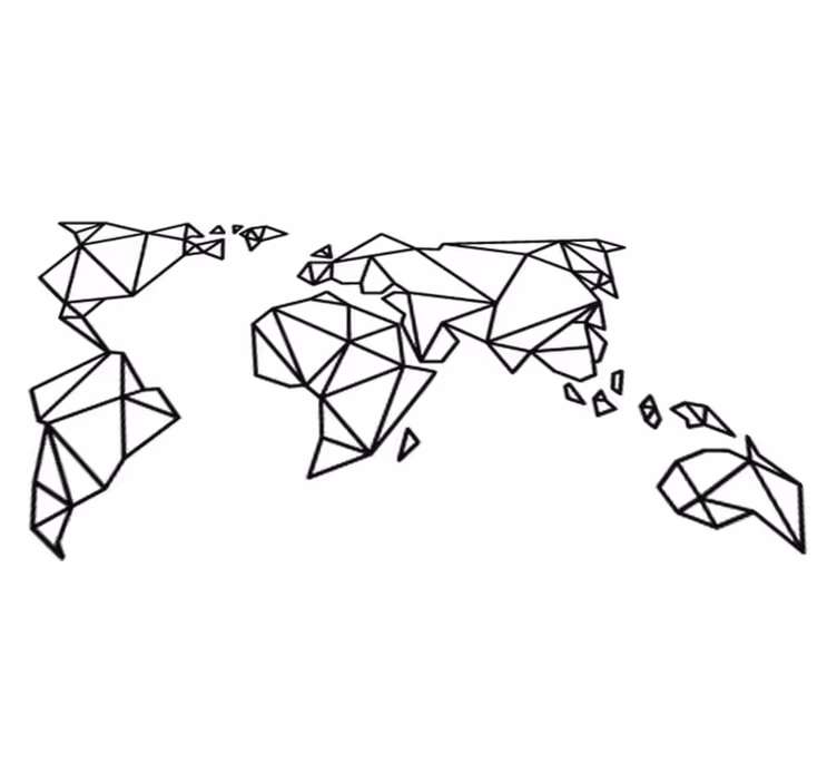 Vinyl tapijt wereldkaart origami wereldkaart - TenStickers