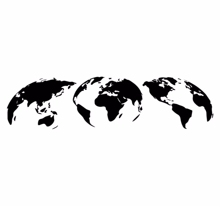 Vinyl tapijt wereldkaart 3 aardkaarten van elk continent - TenStickers