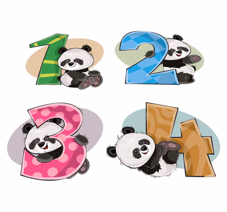 Vinyl tapijt kind 4 panda's - TenStickers