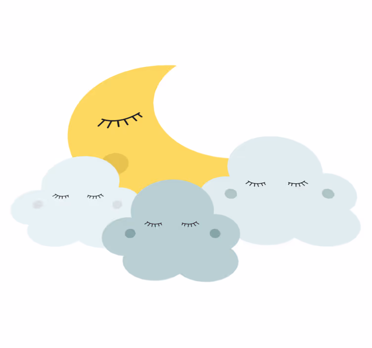 Vinyl tapijt kind blije maan en wolk slapen - TenStickers
