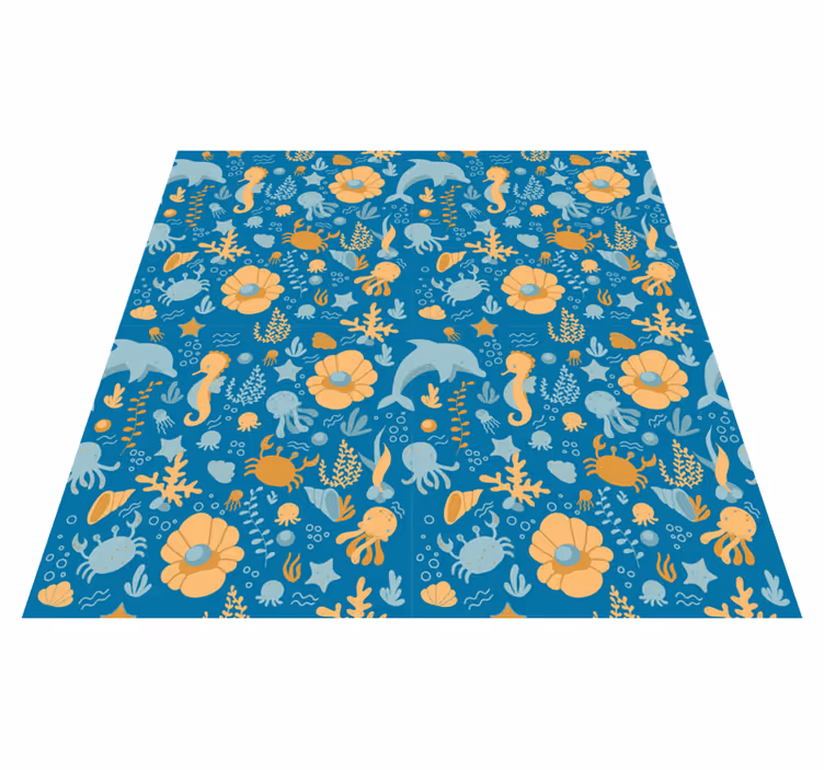 Vinyl tapijt kind zeedieren cartoon - TenStickers